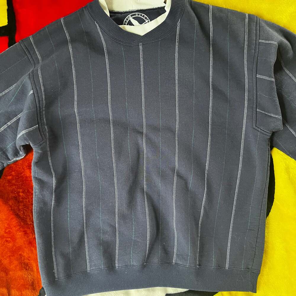 Vintage 90s Eddie Bauer Mens Large Striped Collar Pullover Windbreaker Jacket